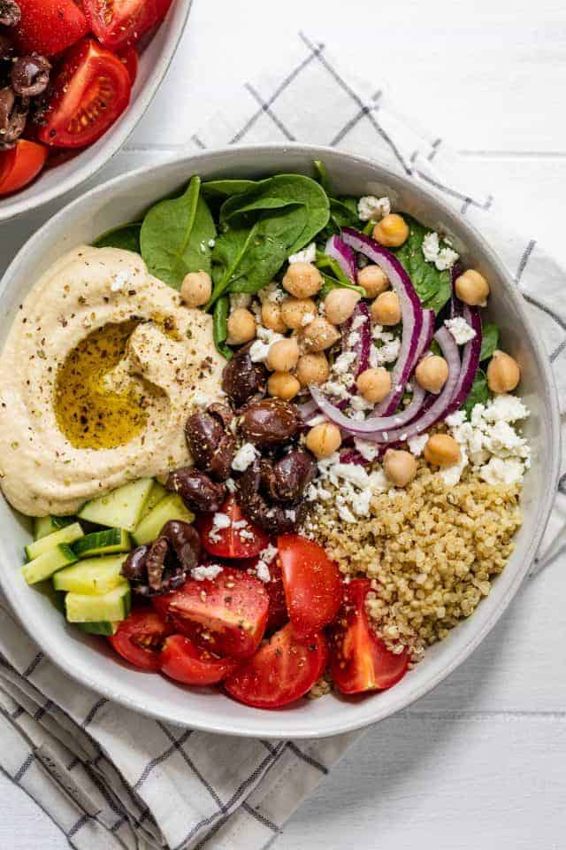 Fresh Vegan Salad With Hummus